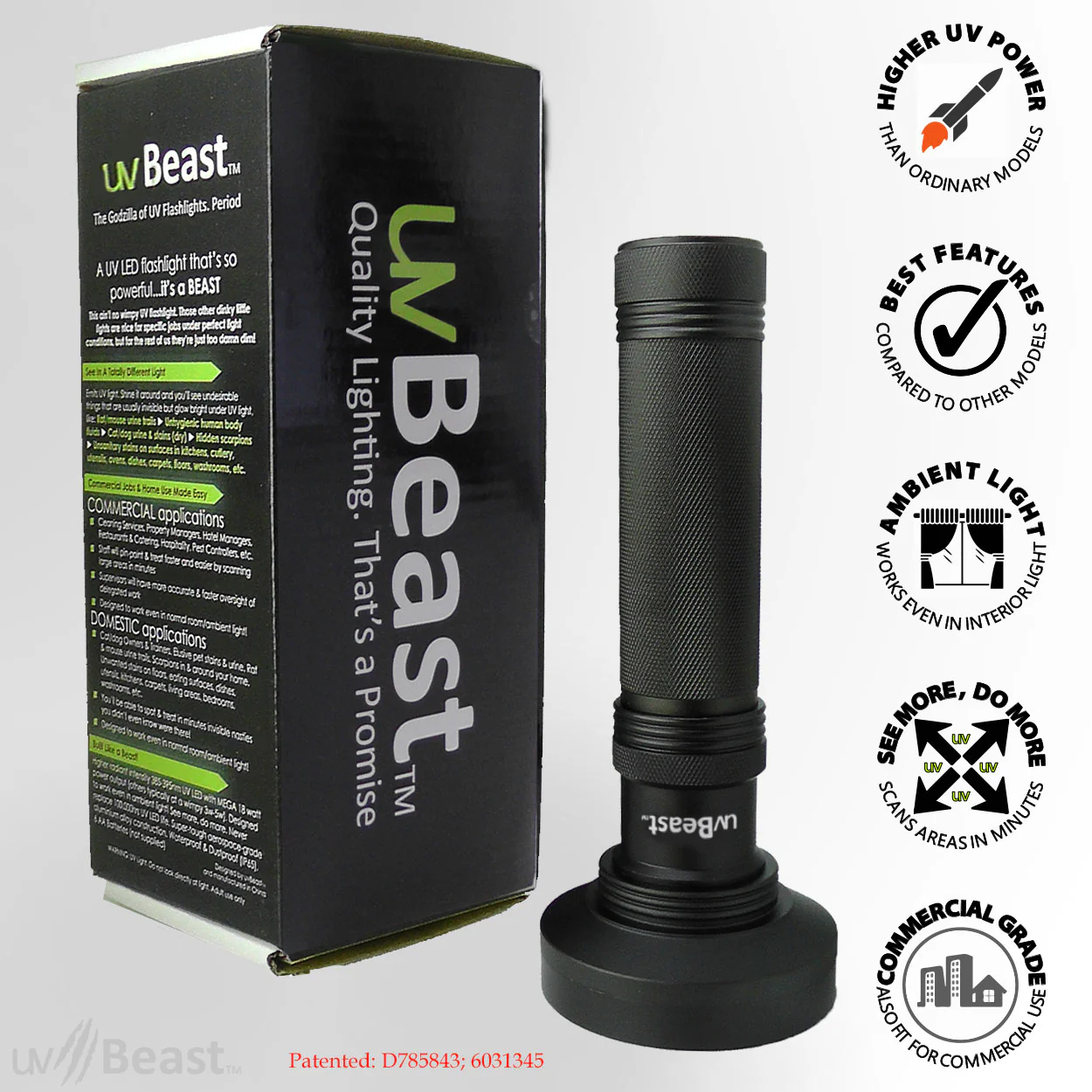 uvBeast Black Light UV Flashlight 100 LED V1 Flood Effect - Image 3