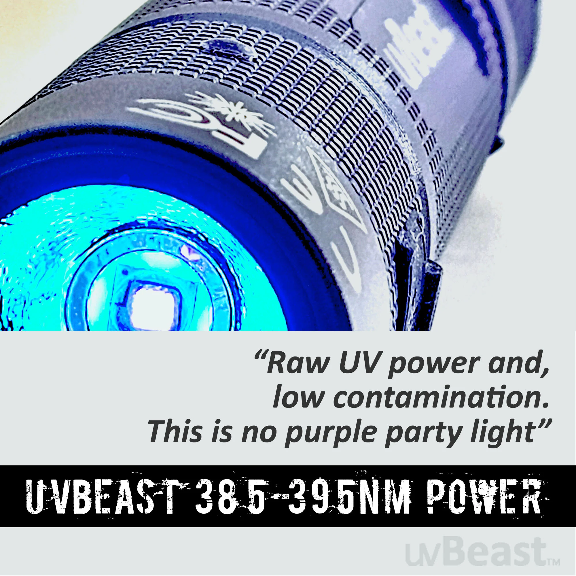 uvBeast New V3 MINI 385-395nm - Black Light UV Flashlight – Rechargeable - Low Contamination Ultraviolet - Professional Grade High Power 5 Core UV LED – USA Stock - Image 3